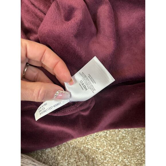 Express brand velour full zip up hoodie velour velvet purple hooded sweatshirt M - Picture 5 of 8